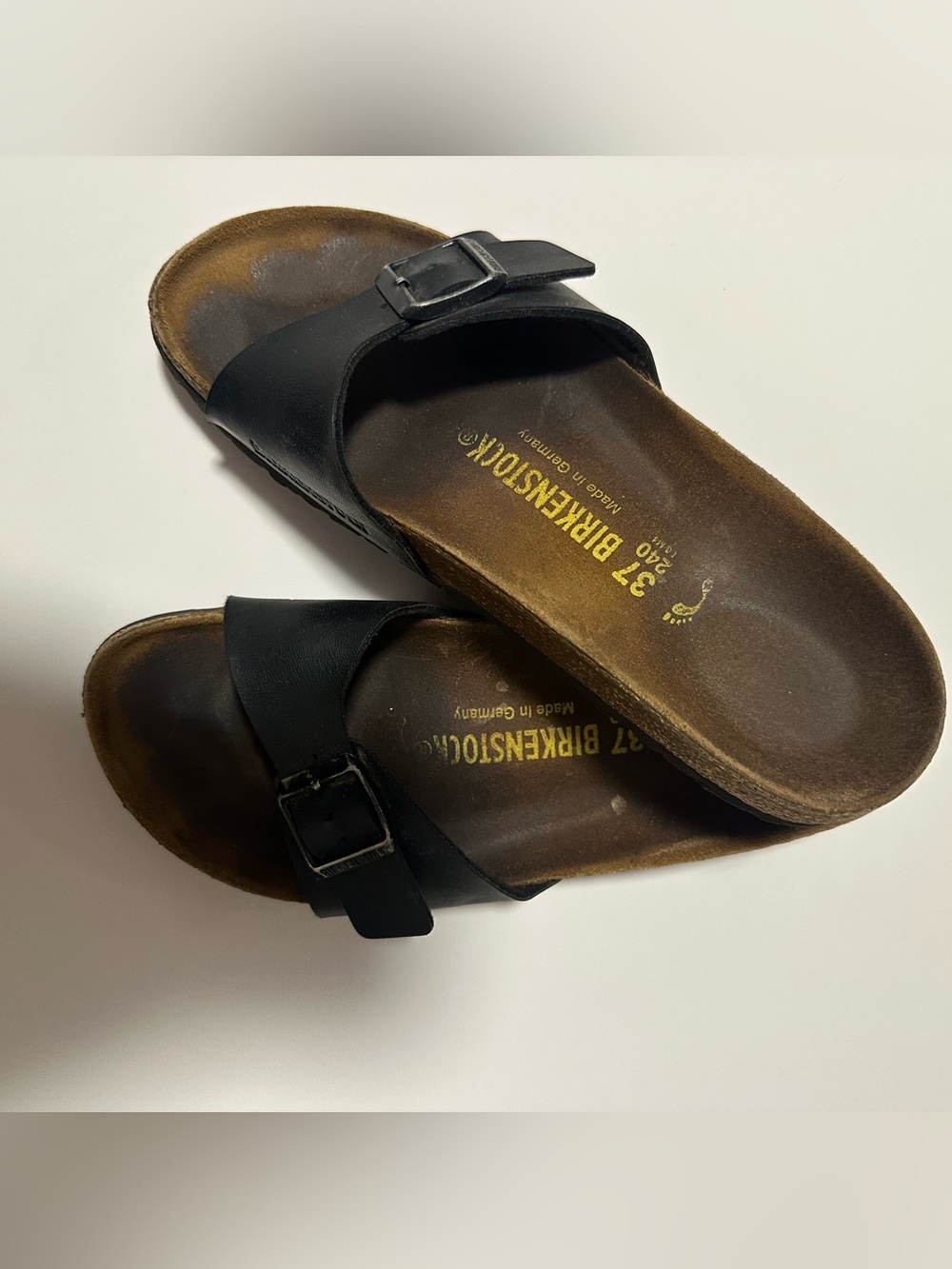Birkenstock Black Single Strap Leather Slide Sandals - Women's